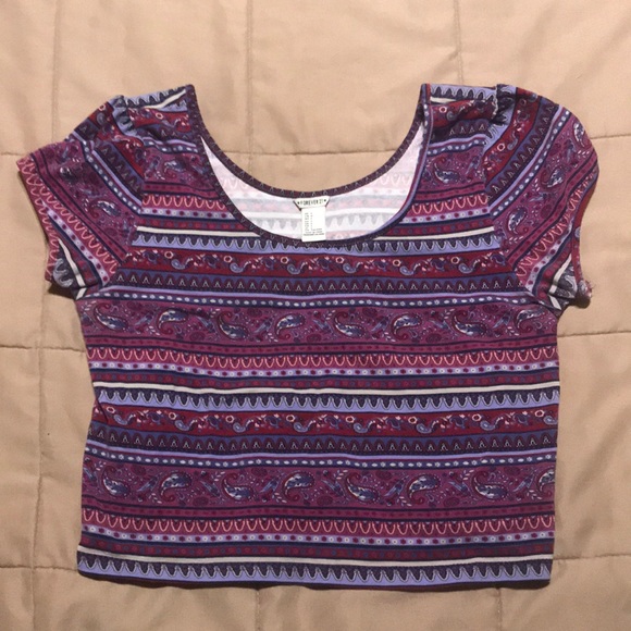 Forever 21 Purple Paisley Crop Top - Picture 1 of 2